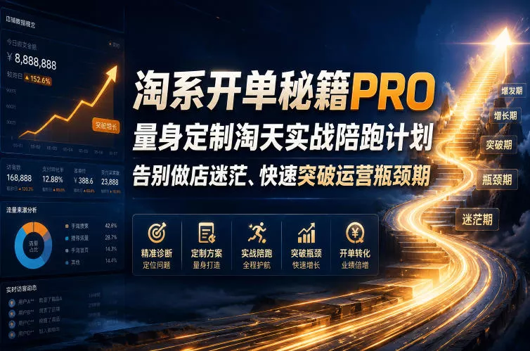 淘系开单秘籍PRO，量身定制淘天实战陪跑计划，告别做店迷茫、快速突破运营瓶颈期(更新260823)-179创客网
