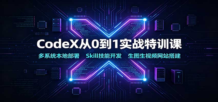 CodeX从0到1实战特训课：多系统本地部署，Skill技能开发，生图生视频网站搭建-179创客网