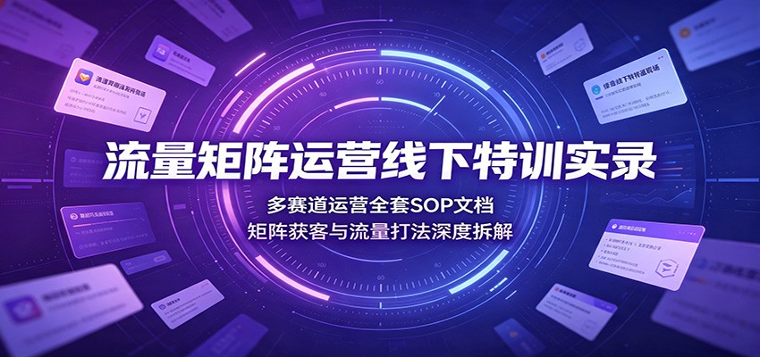 流量矩阵运营线下特训实录：多赛道运营全套SOP文档，矩阵获客与流量打法深度拆解-179创客网