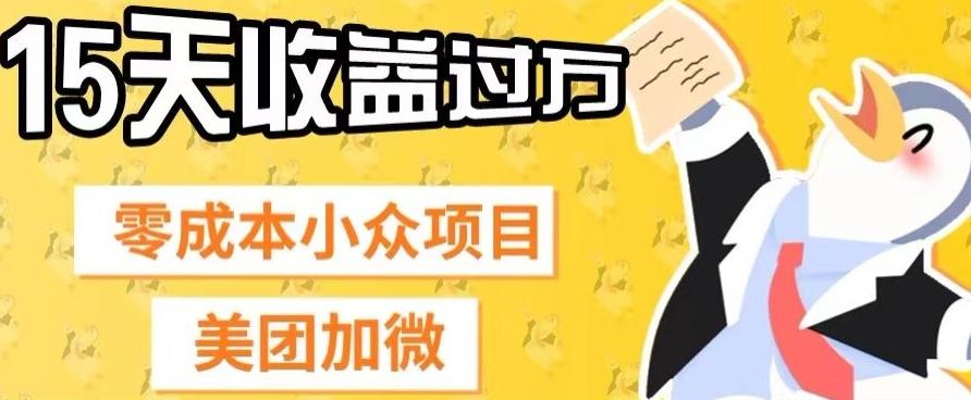 零成本小众项目，美团加微，一单4.5+，15天已经有人赚上万收益-179创客网