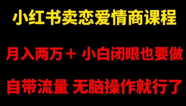 小红书卖恋爱情商课程，月入两万＋，小白闭眼也要做，自带流量，无脑操作就行了【揭秘】-179创客网