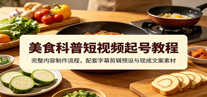 美食科普短视频起号教程：完整内容制作流程，配套字幕剪辑预设与现成文案素材-179创客网
