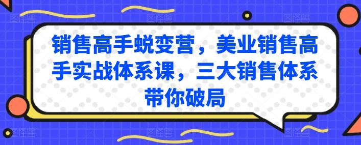 销售高手蜕变营，美业销售高手实战体系课，三大销售体系带你破局-179创客网