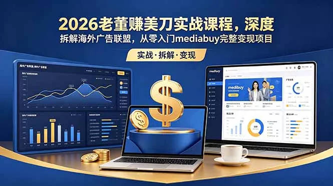 2026老董赚美刀实战课程，深度拆解海外广告联盟，从零入门mediabuy完整变现项目-179创客网