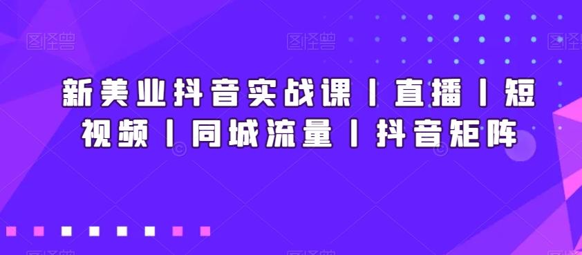 新美业抖音实战课丨直播丨短视频丨同城流量丨抖音矩阵-179创客网