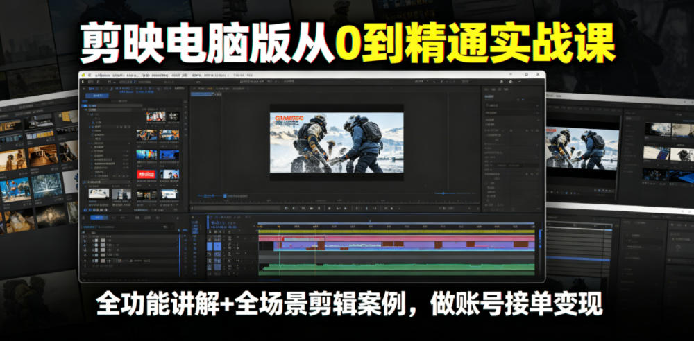 剪映电脑版从0到精通实战课，全功能讲解+全场景剪辑案例，做账号接单变现-179创客网