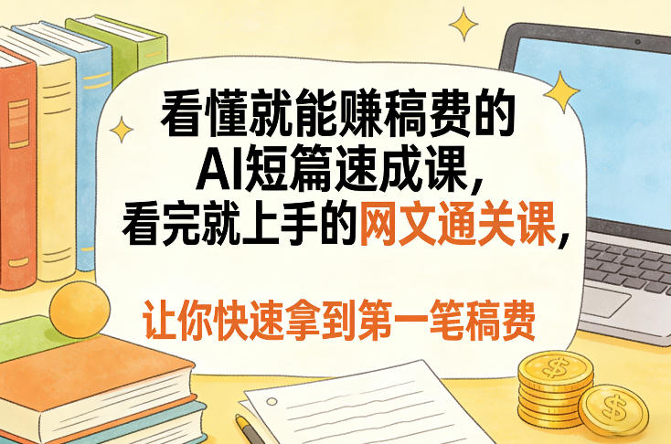 看懂就能賺稿费的AI短篇速成课，看完就上手的网文通关课，让你快速拿到第一笔稿费（更新8月）-179创客网