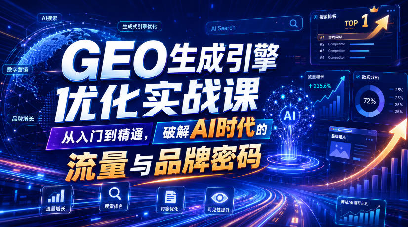 GEO生成引擎优化实战课，从入门到精通，破解AI时代的流量与品牌密码-179创客网