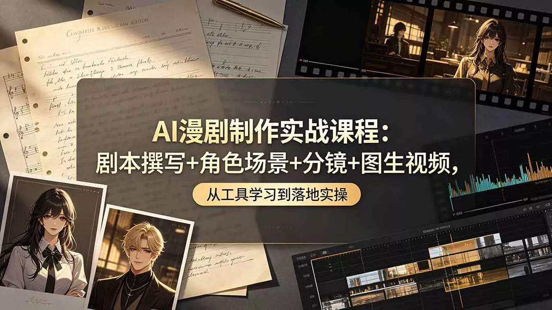 AI漫剧制作实战课程：剧本撰写+角色场景+分镜+图生视频，从工具学习到落地实操-179创客网