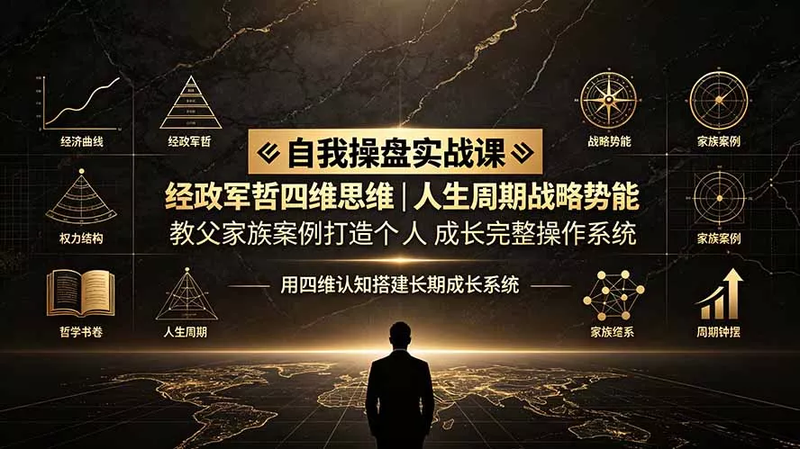 自我操盘实战课：经政军哲四维思维｜人生周期战略势能｜教父家族案例打造个人成长完整操作系统-179创客网