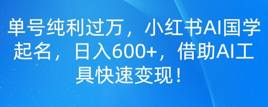 单号纯利过万，小红书AI国学起名，日入600+，借助AI工具快速变现-179创客网