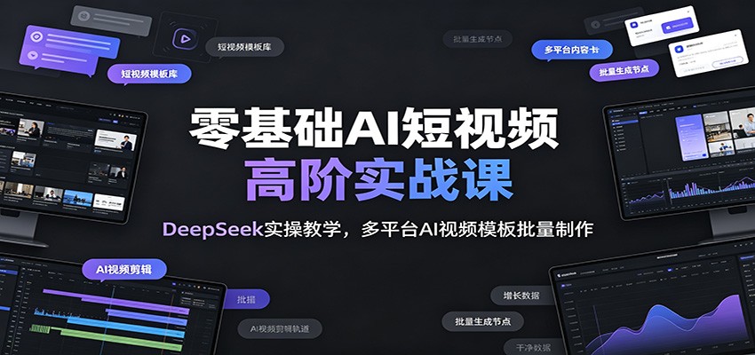 零基础AI短视频高阶实战课：DeepSeek实操教学，多平台AI视频模板批量制作-179创客网