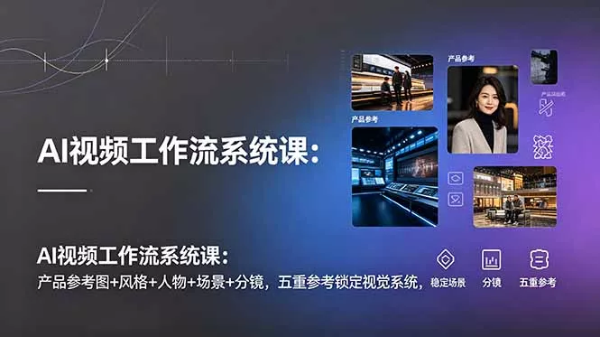 AI视频工作流系统课：产品参考图+风格+人物+场景+分镜，五重参考锁定视觉系统，稳定产出高质量视频-179创客网