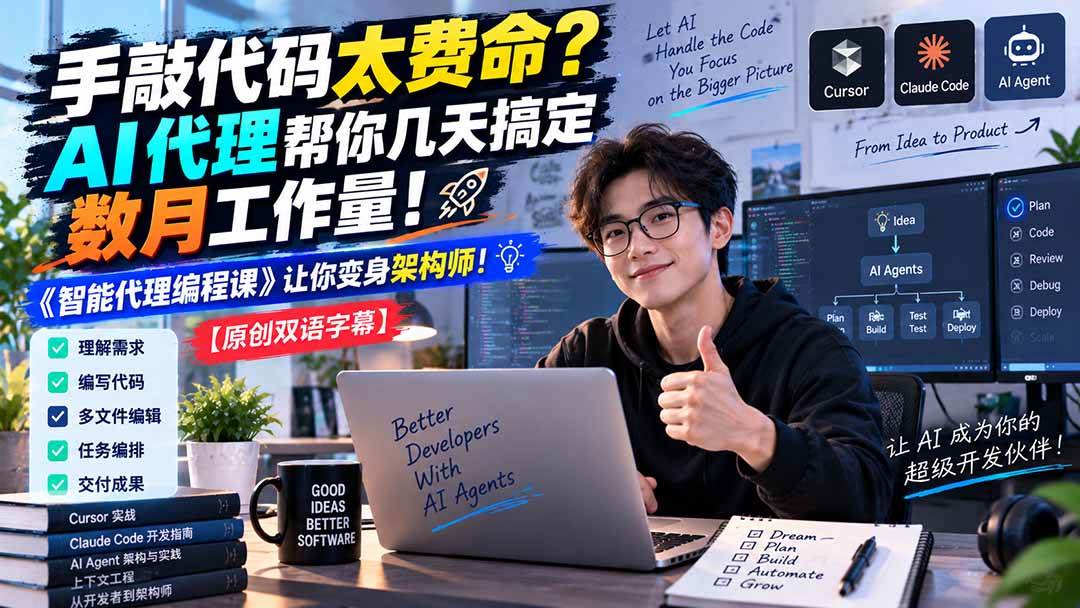 （20286期）手敲代码太费命？AI 代理帮你几天搞定数月工作量！《智能代理编程课》让你变身架构师