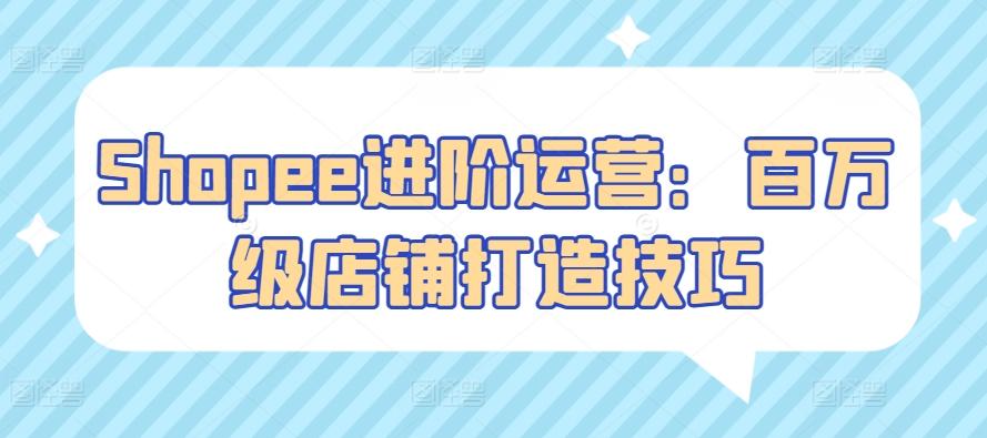 Shopee进阶运营：百万级店铺打造技巧-179创客网