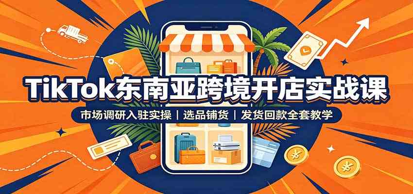 TikTok东南亚跨境开店实战课：市场调研入驻实操，选品铺货，发货回款全套教学-179创客网