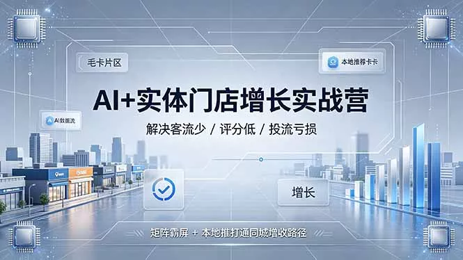 AI+实体门店增长实战营，解决客流少/评分低/投流亏损；矩阵霸屏+本地推打通同城增收路径-179创客网