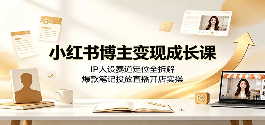 小红书博主变现成长课：IP人设赛道定位全拆解，爆款笔记投放直播开店实操-179创客网