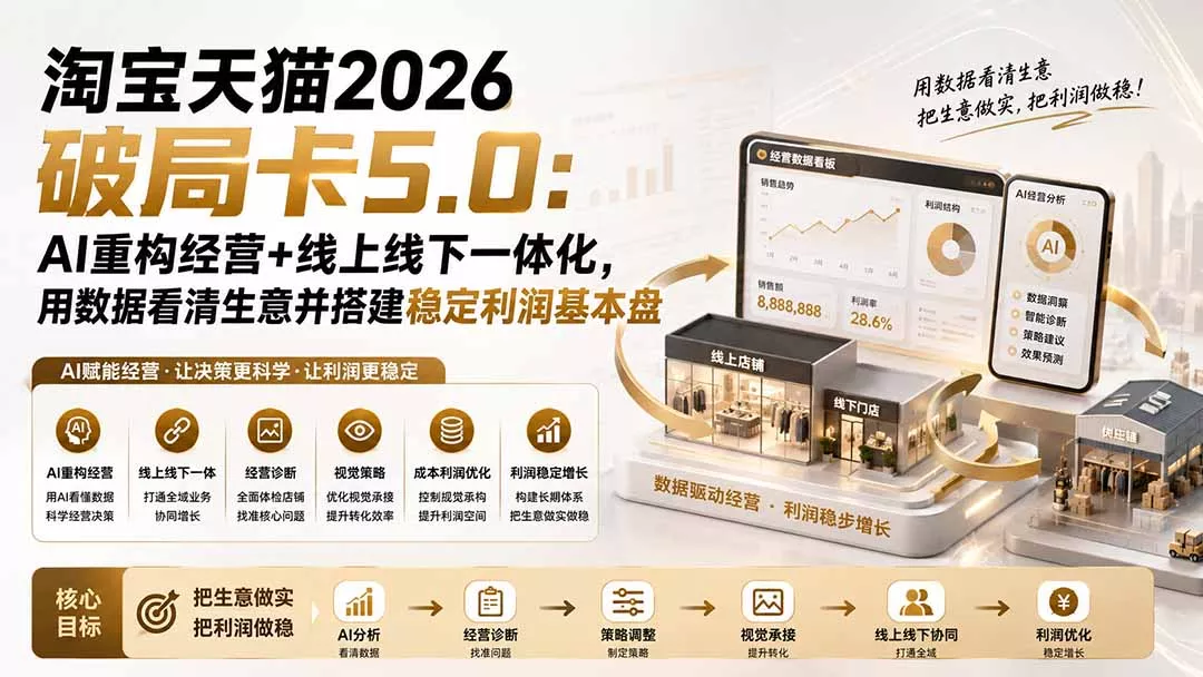 淘宝天猫2026破局卡5.0：AI重构经营+线上线下一体化，用数据看清生意并搭建稳定利润基本盘-179创客网