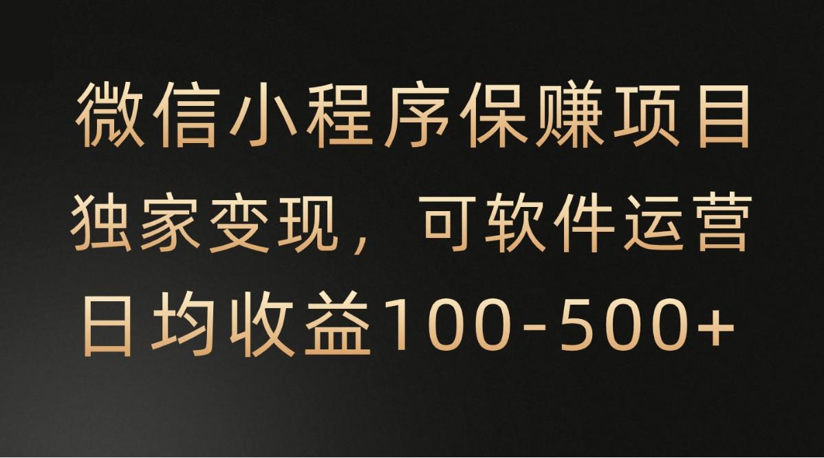微信小程序，腾讯保赚项目，可软件自动运营，日均100-500+收益有保障-179创客网