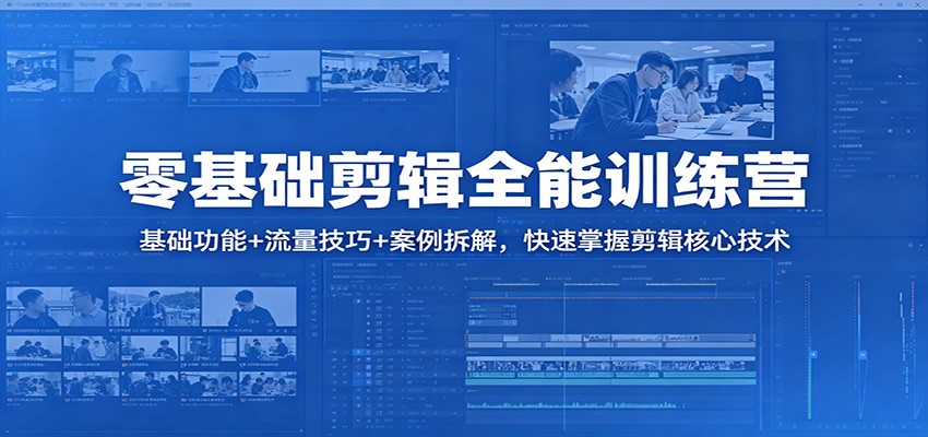 零基础剪辑全能训练营：基础功能+流量技巧+案例拆解，快速掌握剪辑核心技术-179创客网