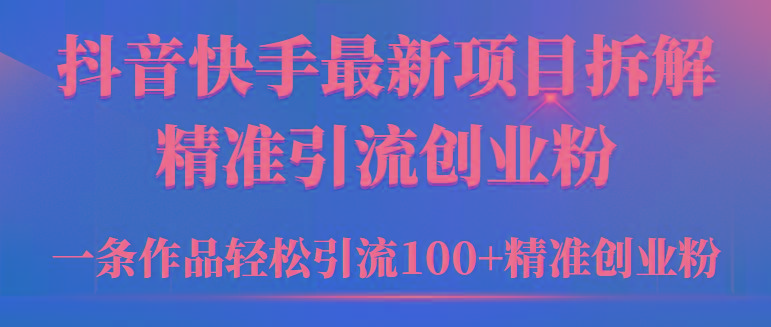 (9447期)2024年抖音快手最新项目拆解视频引流创业粉，一天轻松引流精准创业粉100+-179创客网