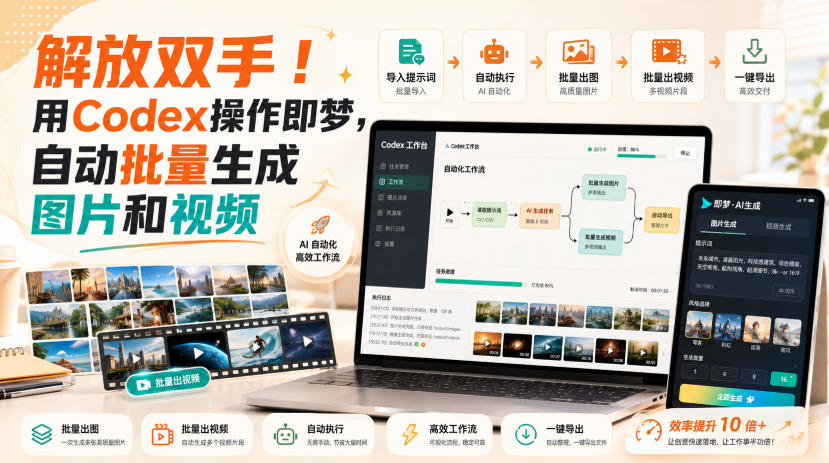 解放双手！用Codex操作即梦，自动批量生成图片和视频-179创客网
