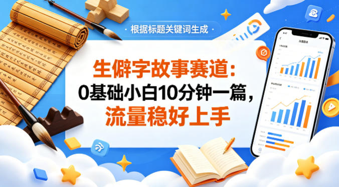 公众号流量主——生僻字故事赛道，流量稳，好上手，0基础小白也能10分钟一篇-179创客网