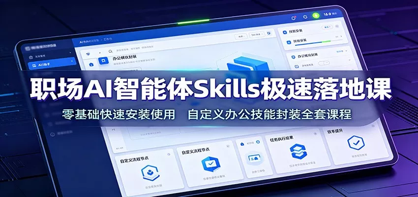 职场AI智能体Skills极速落地课：零基础快速安装使用，自定义办公技能封装全套课程-179创客网
