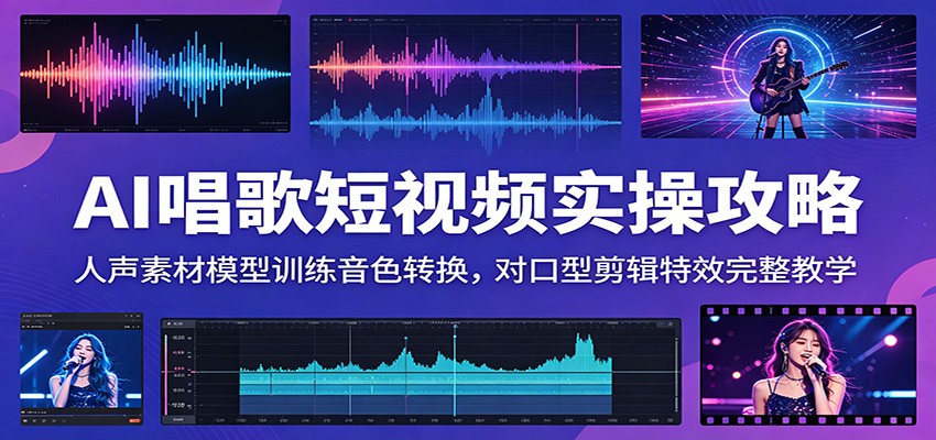 AI唱歌短视频实操攻略：人声素材模型训练音色转换，对口型剪辑特效完整教学-179创客网