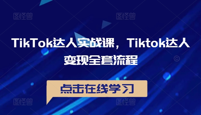 TikTok达人实战课，Tiktok达人变现全套流程-179创客网