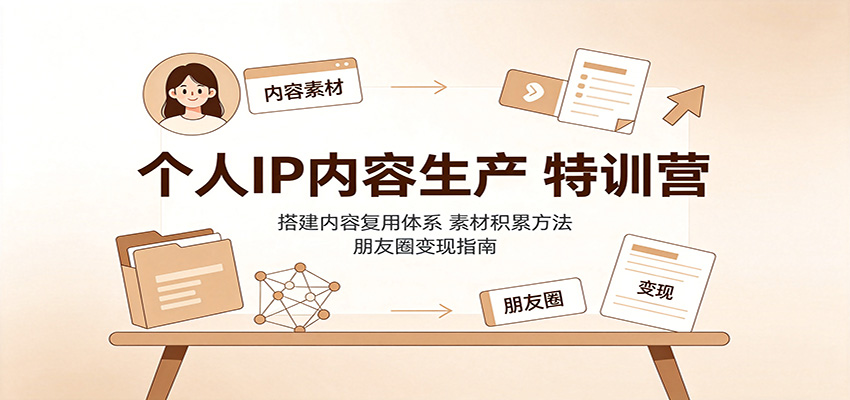 个人IP内容生产特训营：搭建内容复用体系，素材积累方法，朋友圈变现指南-179创客网