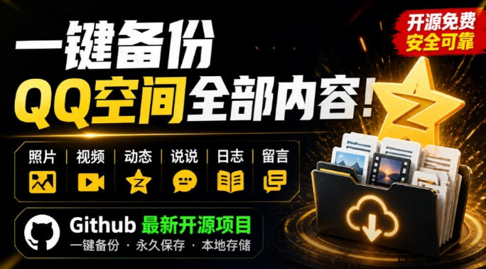 一键将你QQ空间全部内容备份下来！照片/视频/动态信息全存本地，Github最新开源项目QzoneArchive-179创客网