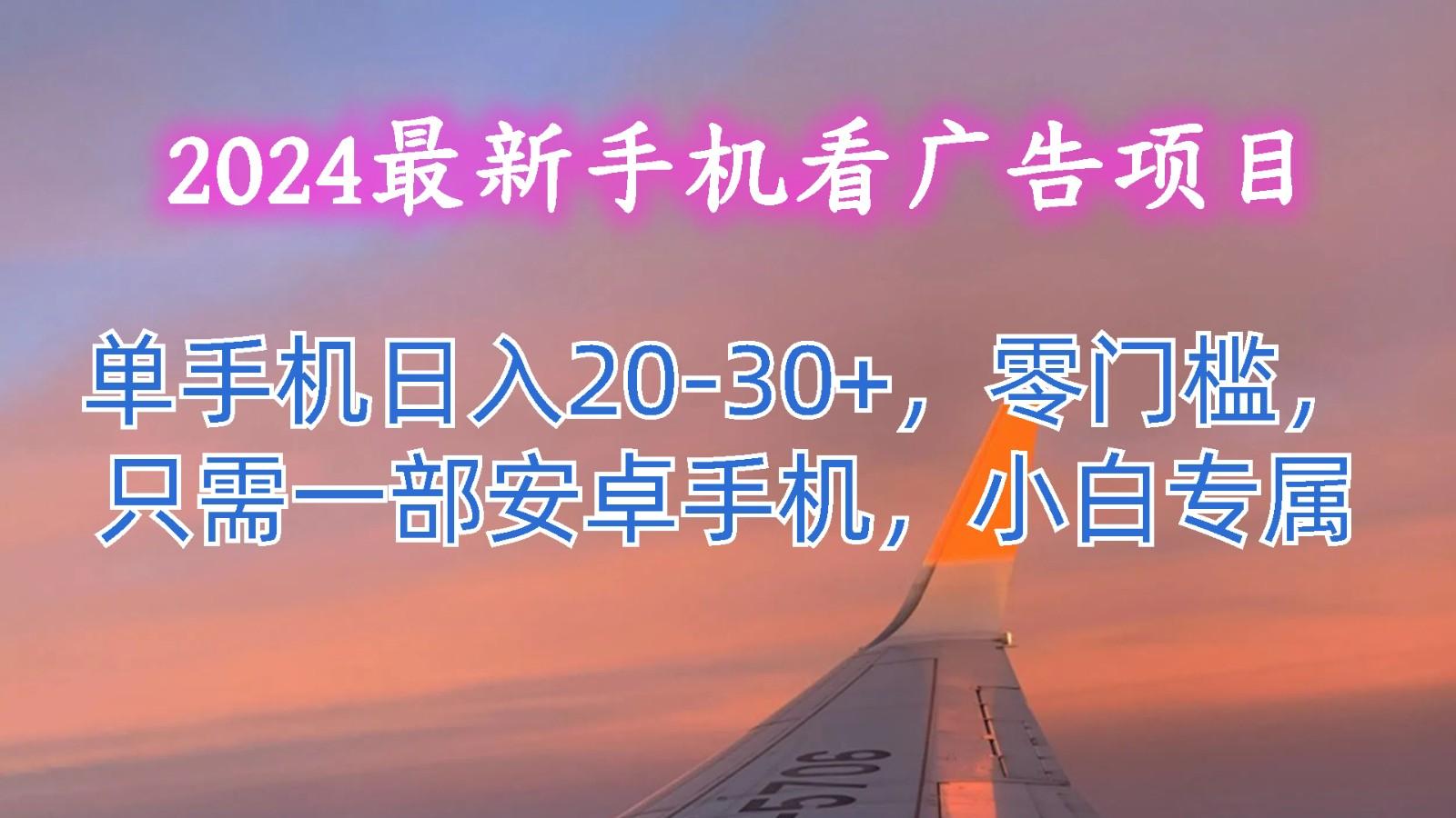 2024最新手机看广告项目，单手机日入20-30+，零门槛，只需一部安卓手机，小白专属-179创客网