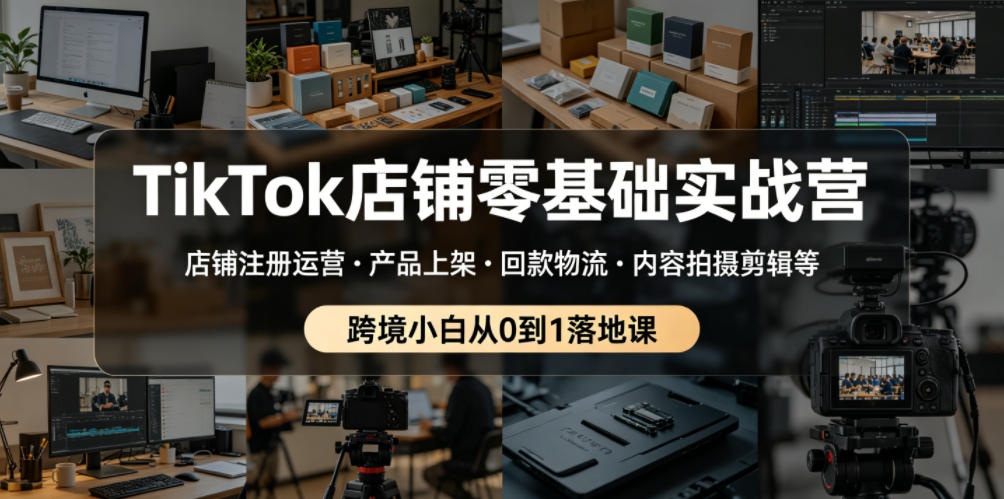 TikTok店铺零基础实战营，店铺注册运营・产品上架・回款物流・内容拍摄剪辑等 ，跨境小白从0到1落地课-179创客网