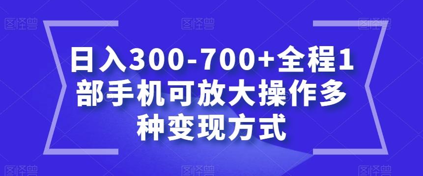 日入300-700+全程1部手机可放大操作多种变现方式【揭秘】-179创客网