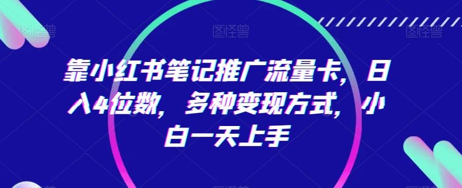 靠小红书笔记推广流量卡，日入4位数，多种变现方式，小白一天上手-179创客网