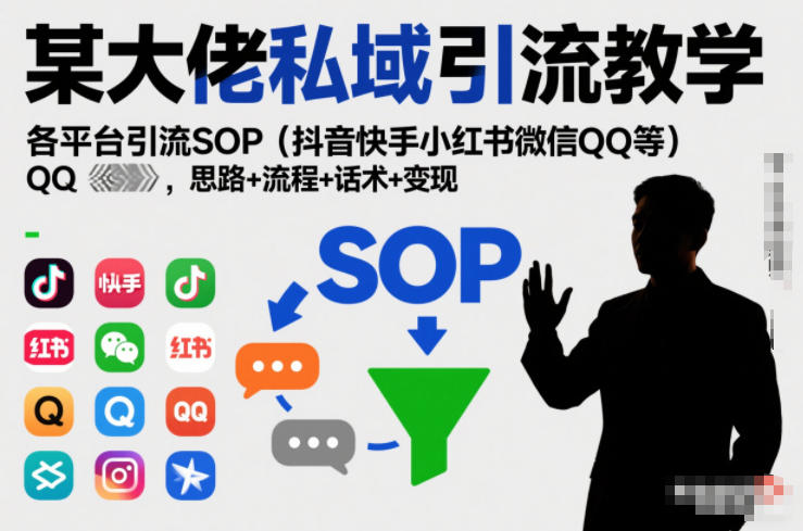 某大佬私域引流教学，各平台引流SOP（抖音快手小红书微信QQ等），思路+流程+话术+变现（更新0708）-179创客网
