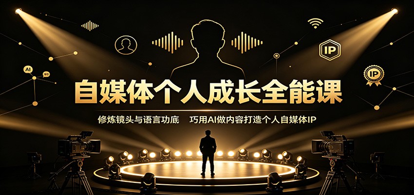 自媒体个人成长全能课：修炼镜头与语言功底，巧用AI做内容打造个人自媒体IP-179创客网