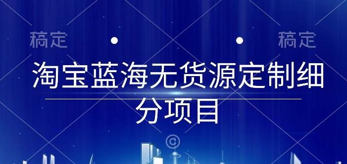 淘宝蓝海无货源定制细分项目，从0到起店实操全流程【揭秘】-179创客网