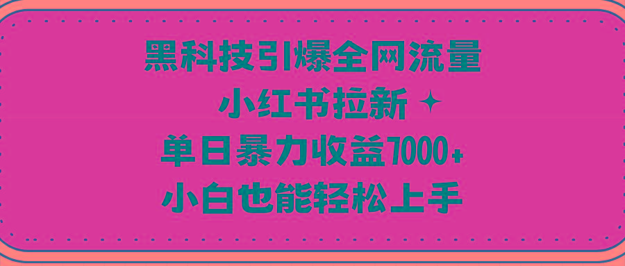 (9679期)黑科技引爆全网流量小红书拉新，单日暴力收益7000+，小白也能轻松上手-179创客网