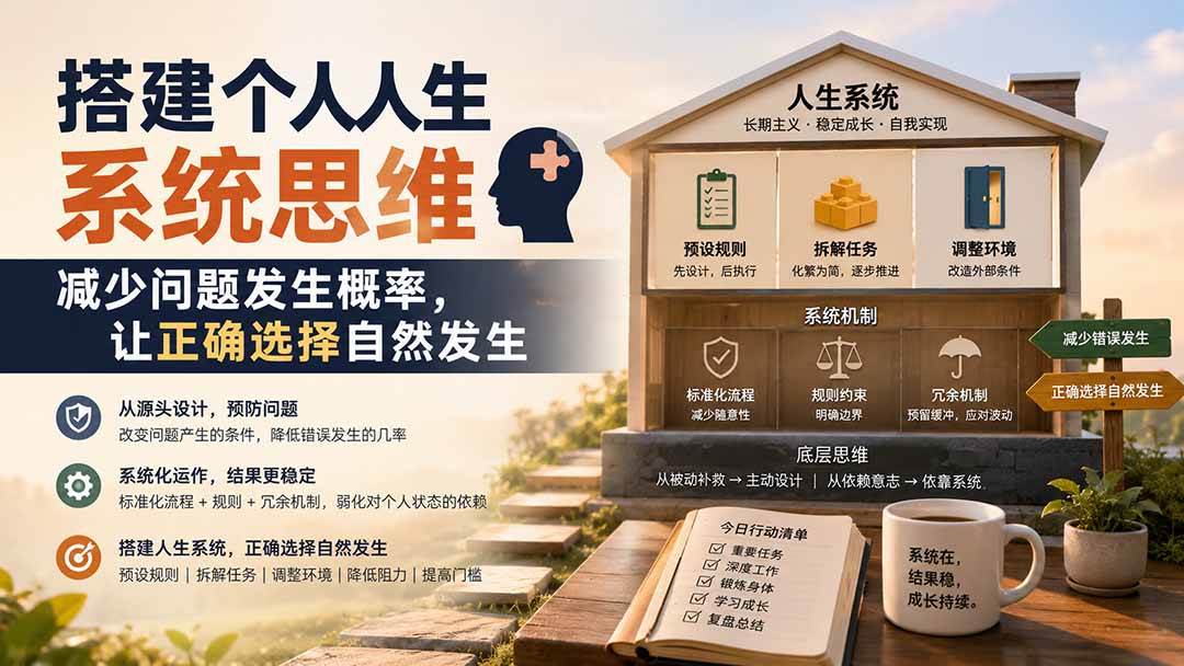 （19985期）付费文章：搭建个人人生系统思维：减少问题发生概率，让正确选择自然发生-179创客网