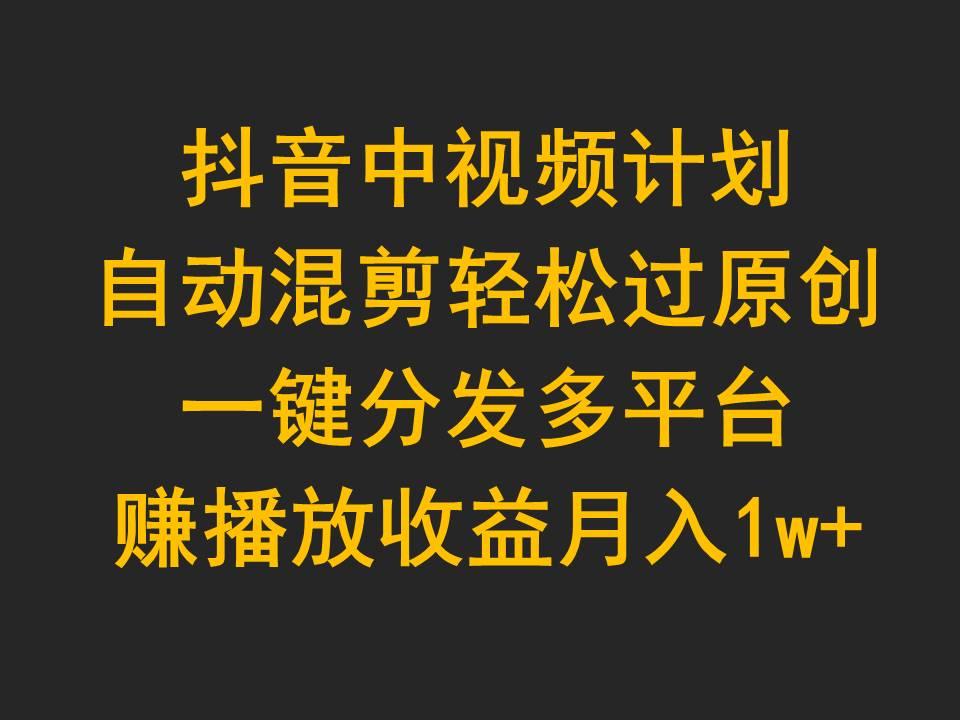 (9825期)抖音中视频计划，自动混剪轻松过原创，一键分发多平台赚播放收益，月入1w+-179创客网