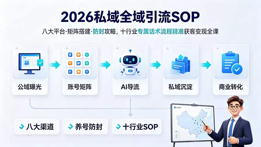 2026私域全域引流SOP｜八大平台·矩阵搭建·防封攻略，十行业专属话术流程精准获客变现全课-179创客网