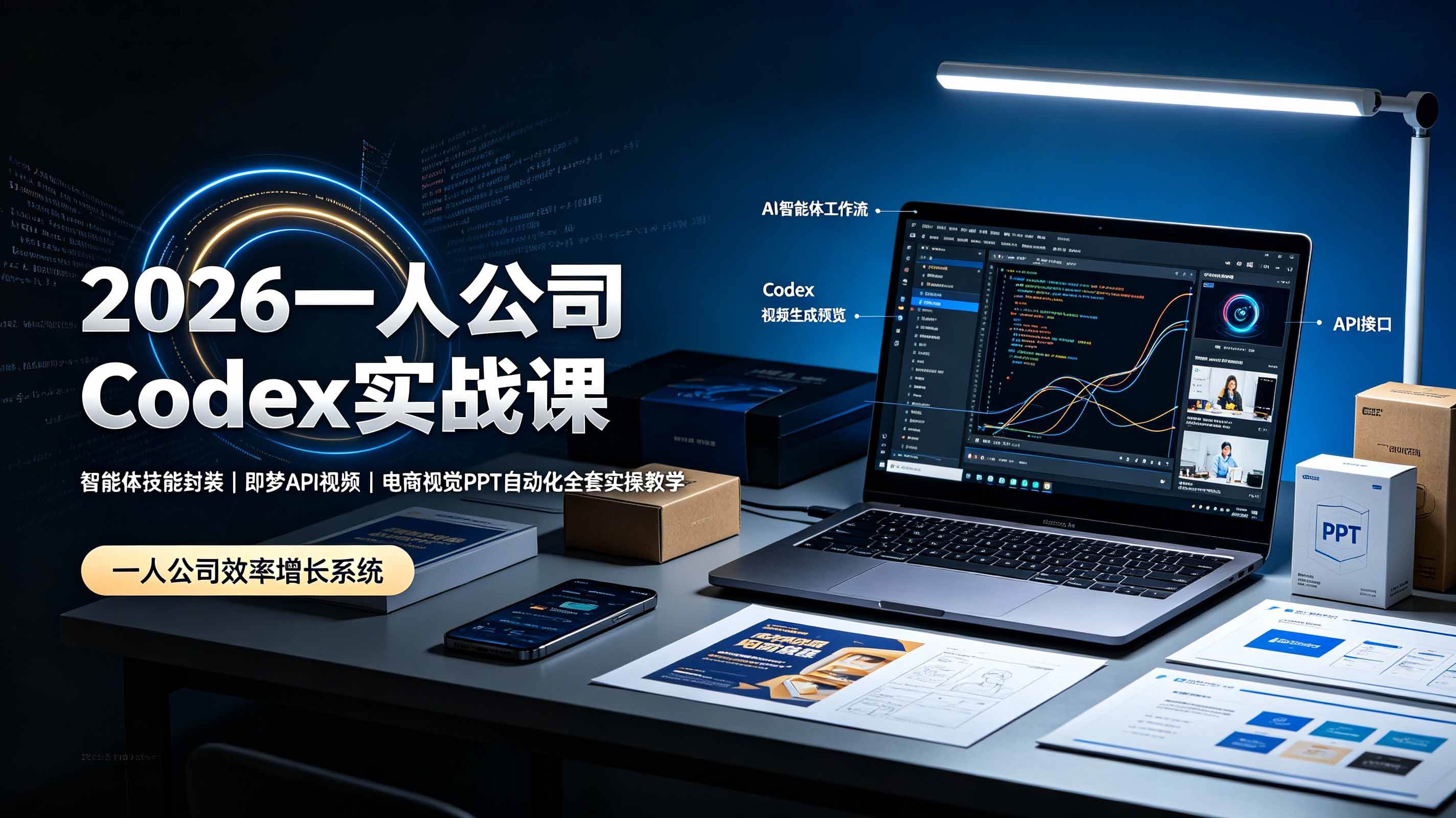 （19503期）2026一人公司Codex实战课◆智能体技能封装｜即梦API视频｜电商视觉PPT自动化全套实操教学-179创客网
