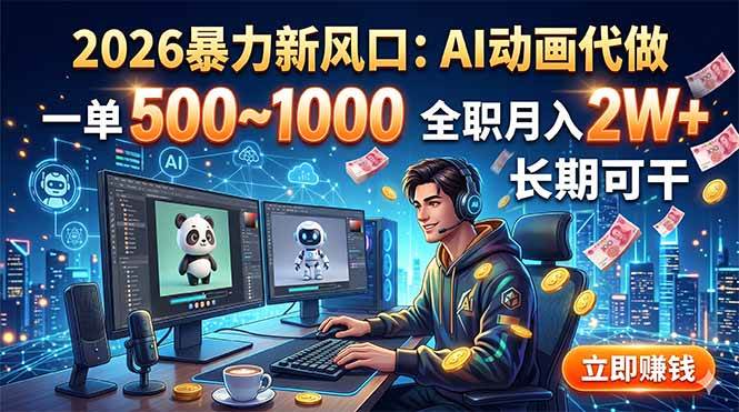 （18993期）2026暴力新风口：AI动画代做，一单500~1000，全职月入2W+，长期可干-179创客网