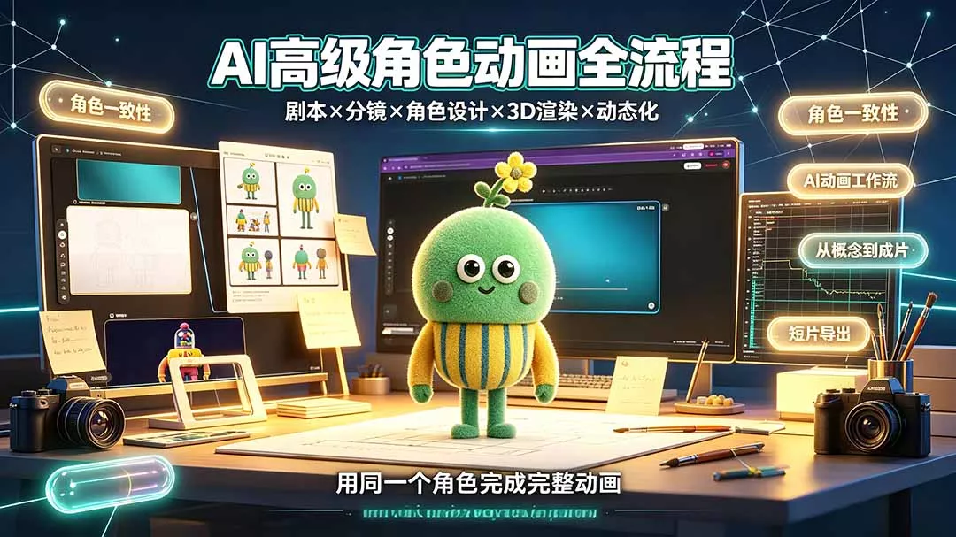 AI高级角色动画全流程：剧本×分镜×角色设计×3D渲染×动态化，从概念到成片一站式教学-179创客网