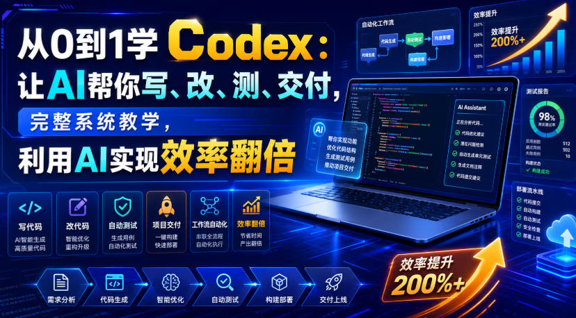 从0到1学Codex：让AI帮你写、改、测、交付，完整系统教学，利用AI实现效率翻倍-179创客网