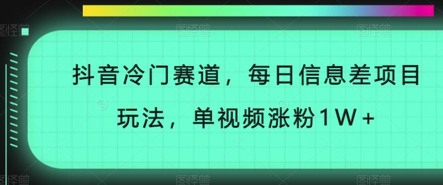 抖音冷门赛道，每日信息差项目玩法，单视频涨粉1W+-179创客网