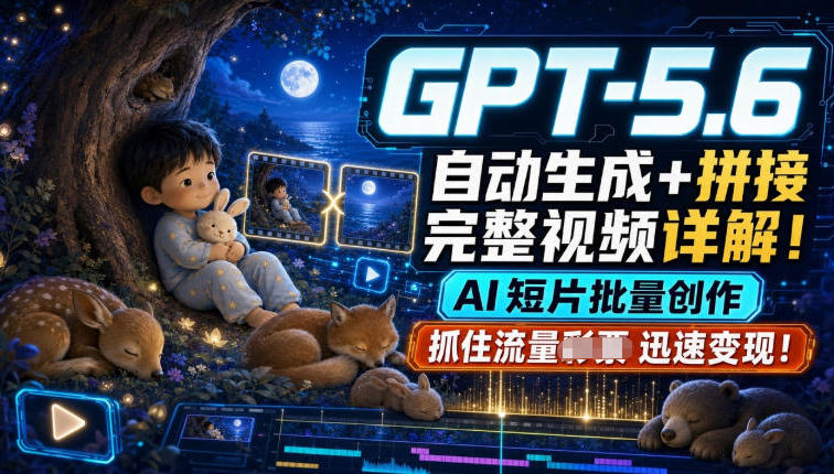 GPT-5.6自动生成＋拼接完整视频详解，AI短片批量创作，抓住流量迅速变现！-179创客网